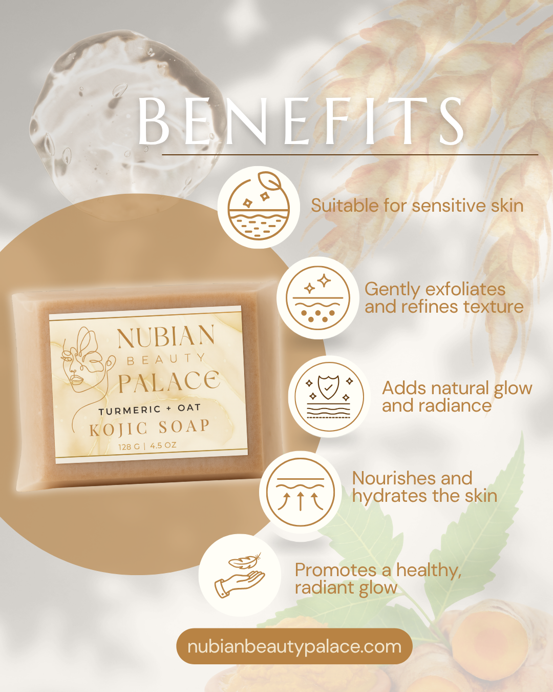 Nubian - Turmeric + Oat Kojic Soap